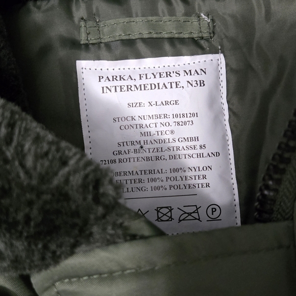 Men's Green Parka Flyer's Man jacket. XL - Picture 5 of 12